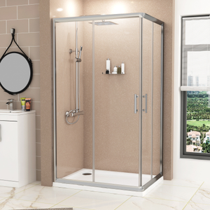Plaza 800 x 760mm Rectangular Corner Entry Shower Enclosure - Sliding Door