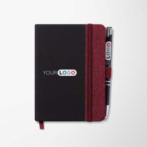 Full Color 4"x 5.7" Recycled Linen Byron Notebook & Pen Set