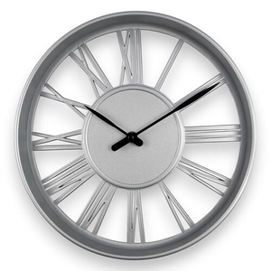 Skeleton Silver Clock 11'' 