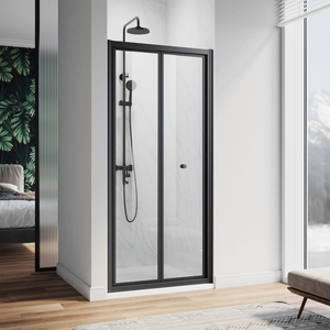 ELEGANT Matt Black 1000 x 1850 Bi-Fold Shower Door