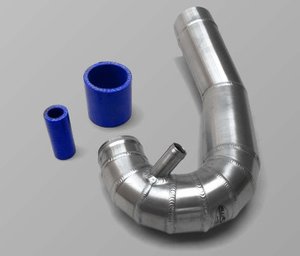AS50-HBLU - Defender TD5 Alloy Air Intake Pipe by Allisport - With Blue Silicone Hoses For Defender TD5