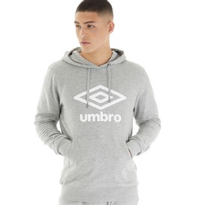 Umbro Mens Core Hoodie Grey Marl/White