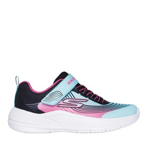 SKECHERS Junior Girls Microspec Advance Trainers Aqua/Pink