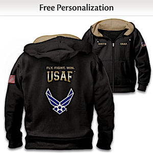 USAF Heroes Men?s Personalized Hoodie Size X-Large
