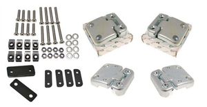 DA1070GEN - Genuine Land Rover Full Front Door Hinge Kit for Defender (TD5 Style Heavy-Duty Door Hinges) with Stainless Steel Nut, Bolts and Plastic Shims