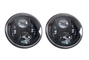 MD-J608 - Pair of Black Crystal LED Headlights - Right Hand Drive - Land Rover Defender 1983-2016