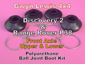 GL1280 - Discovery 2, Range Rover P38 POLYURETHANE Front Axle Upper & Lower Ball Joint Boot + Clip Kit