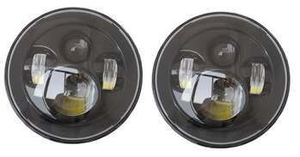 MD-J001 - Pair of Black LED Headlights - Right Hand Drive - Land Rover Defender - 1983-2016