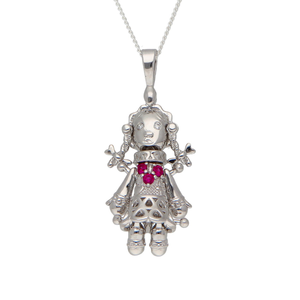 New Sterling Silver Gemstone Doll & 18" Chain Necklace