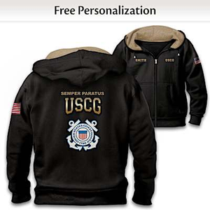 USCG Heroes Men?s Personalized Hoodie Size Large