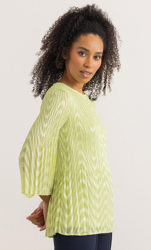 Pleated Flare Bell Sleeve Top - Pistachio