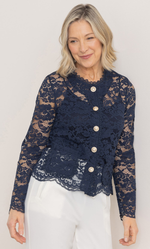 Anna Rose Lace Jacket - Navy