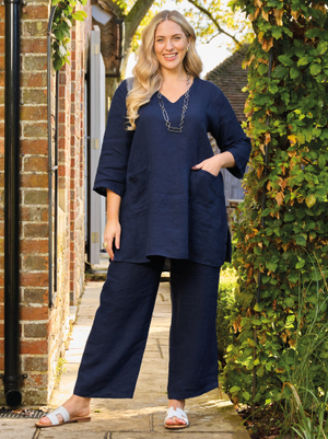 Robin Linen Trouser - Navy