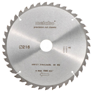 Sågklinga för trä Metabo Classic; 216x2,4x30,0 mm; Z40; -5°