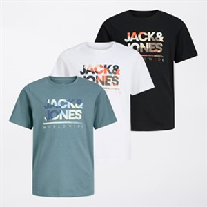 JACK & JONES Boys Three Pack Luke T-Shirts Black