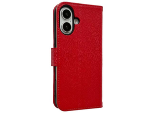 Premium Leather Wallet Case for Apple iPhone 16 Plus - Red
