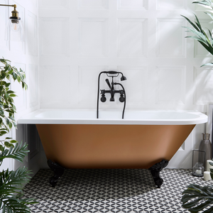 Milano Legend - Metallic Copper Traditional Freestanding Corner Bath - 1685mm x 750mm - Left Hand - Black Feet