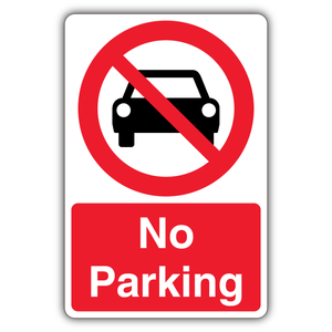 No Parking - Prohibition Symbol With Car 300 x 450 mm - 3mm Aluminium Composite (
