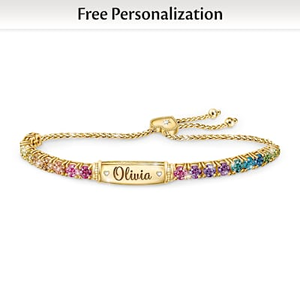 Amazing Granddaughter Personalized Rainbow Crystal Bracelet