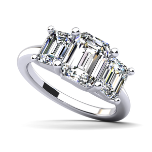 Stunning 3 Stone Emerald Cut Diamond Ring