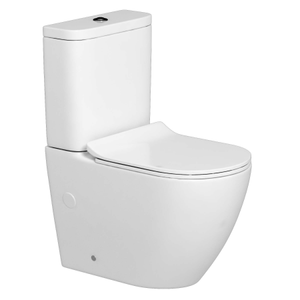 Rimless Close Coupled Toilet with Cistern and Slim Soft Close Seat - Elva