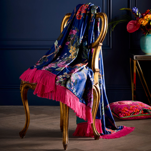 Laurence Llewelyn-Bowen Cotswold Fantasia Velvet Soft Touch Throw 130cm x 180cm Navy