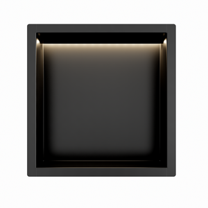 Mat Zwart RVS Inbouwnis 30x30x7cm met RGB verlichting