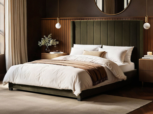 Flair Tiggy Ottoman Bed with Winged Headboard Khaki Velvet