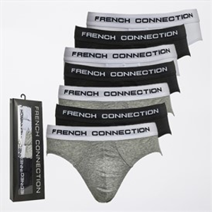 French Connection Mens Seven Pack Briefs FC2 Black/Black/Black/Light Grey Melange/Light Grey Melange/White/White