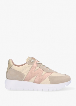 Oslo Beige Metallic Suede & Nylon Trainers