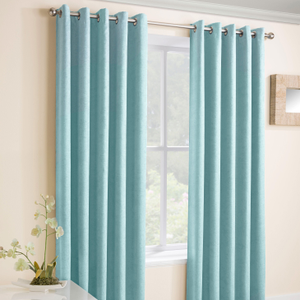 Vogue Thermal Ready Made Eyelet Blockout Curtains Sky Blue