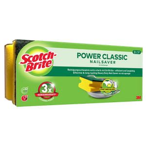 Scotch-Brite Power Classic Nail Saver Sponge Yellow Pack of 3