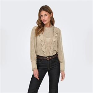 Only Womens Sila Dobby Long Sleeve Top Humus