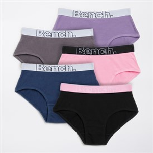 Bench Girls Tulip Five Pack Briefs Charcoal/Pink/Navy/Black/Purple