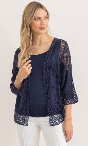 Crochet Cotton Cover Up - Navy