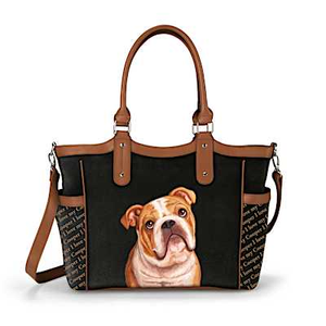 I Love My Bulldog Personalized Tote Bag