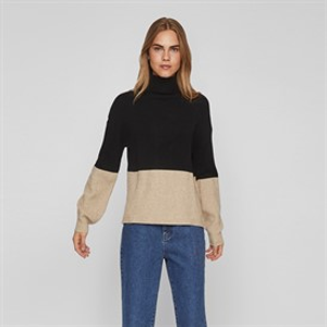 Vila Womens Ril Roll Neck Jumper Black
