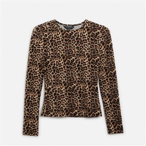 Brave Soul Womens Long Sleeve Top Leopard Print