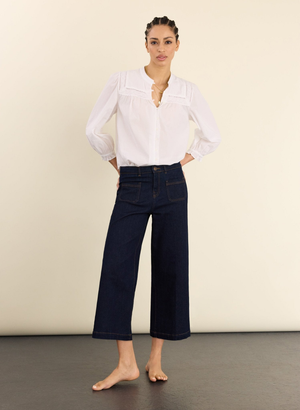 Jena Organic Cotton Stretch Wide Crop Jeans - UK 08 | EU 34 | US 04 / Dark Denim