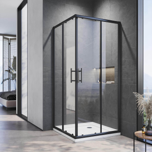 Square Corner Sliding Doors Shower Screen Matt Black