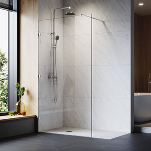 Elegant Showers Walk In Shower Frameless Screen Chrome Hardware Fixed Panel 10mm Toughened Glass