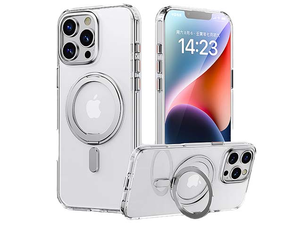 Magnetic Ring Stand Case for iPhone 16 Pro - Clear
