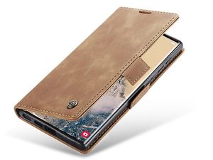 CaseMe Slim Synthetic Leather Wallet Case with Stand for Samsung Galaxy S25 Ultra - Tan