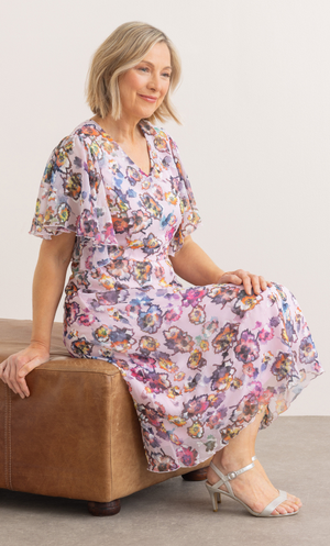 Anna Rose Textured Floral Print Dress - Blush/Multi
