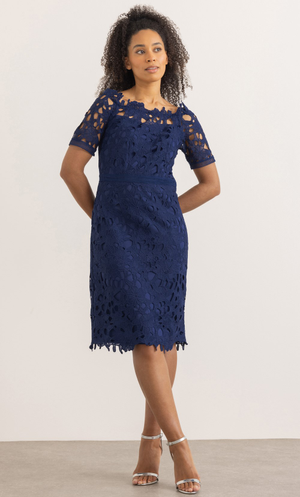 Bardot Lace Dress - Midnight