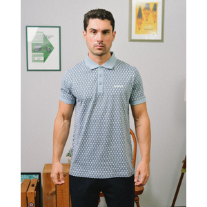 Lambretta Mens Geo Roundel Short Sleeve Polo Shirt - S / Dusky Blue
