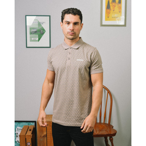 Lambretta Mens Geo Roundel Short Sleeve Polo Shirt - XL / Cinder - XL / Cinder