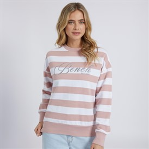 Bench Womens Hannelli Sweatshirt Light Dusky Pink/White