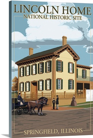 Lincoln Home National Historic Site - Springfield, Illinois: Retro Travel Poster