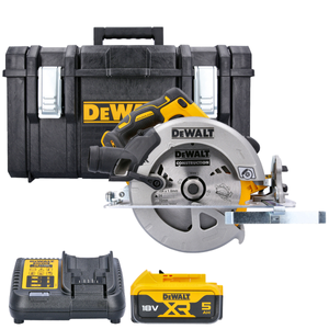 DeWalt DCS570N 18V XR Cordless Brushless 184mm Circular Saw With 1 x 5.0Ah Battery, Charger & Case